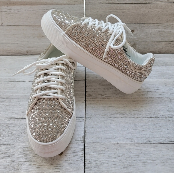 CORKYS- BEDAZZLE CLEAR RHINESTONE SNEAKERS - Picture 2 of 7